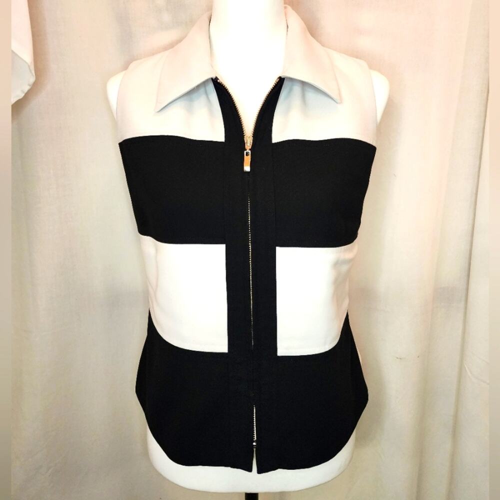Amanda Smith Petites Vintage 90s, Y2K Two-Tone Sleeveless Zippered Vest Top, 4P